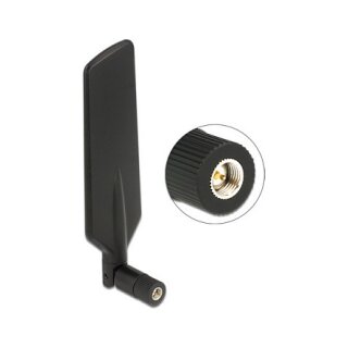 Delock LTE Antenne SMA Stecker 0,5 - 3 dBi omnidirektional drehbar mit Kippgelenk schwarz