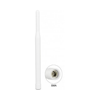 Delock LTE Antenne SMA Stecker 0,3 - 2,9 dBi omnidirektional starr weiß