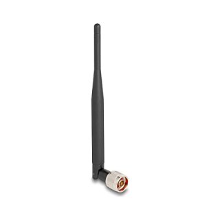 Delock WiFi 7 Antenne N Stecker 2 - 3 dBi 20,6 cm omnidirektional mit Kippgelenk und flexiblem Material schwarz