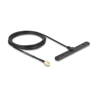 Delock 5G LTE Antenne SMA Stecker 3 dBi omnidirektional starr mit Anschlusskabel RG-174 3 m Klebemontage outdoor schwarz