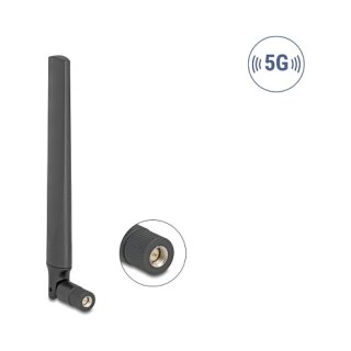 Delock 5G 3,4 - 5,0 GHz Antenne SMA Stecker 4,7 dBi omnidirektional mit Kippgelenk schwarz