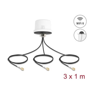 4G MIMO Dualband WiFi 6 Antenne 2 x SMA + 1 x RP-SMA Stecker ULA100 1 m Schraubmontage outdoor weiß