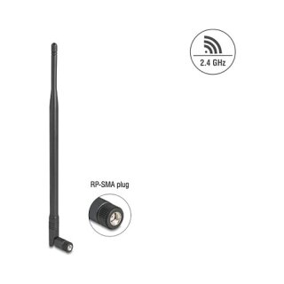 WiFi 2,4 GHz Antenne RP-SMA Stecker 7 dBi omnidirektional mit Kippgelenk schwarz