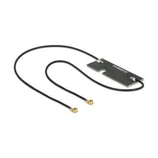 Delock WLAN 802.11 ac/a/h/b/g/n Doppelantenne 2 x I-PEX Inc., MHF® I Stecker 3 - 5 dBi 1.13 2 x 15 cm PCB intern Klebemontage