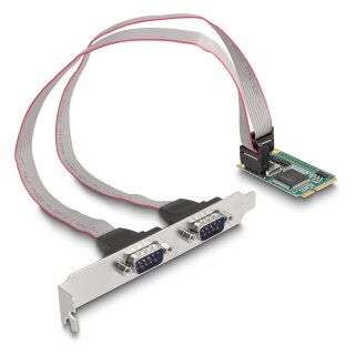 Mini PCIe Karte full size zu 2 x Seriell RS-232 D-Sub 9 Pin