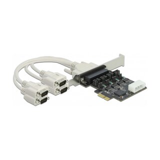 PCI Express x1 Karte zu 4 x Seriell RS-232 mit Spannungsversorgung 5 V / 12 V