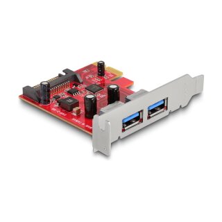 PCI Express x1 Karte zu 2 x extern USB 5 Gbps Typ-A Buchse - Low Profile Formfaktor