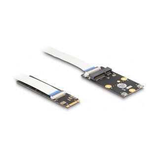 Konverter M.2 Key B+M Stecker zu 1 x Mini PCIe Slot half size / full size mit flexiblem Kabel