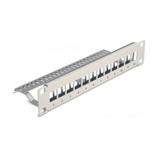 Delock 10? Keystone Patchpanel 12 Port mit Entlastungsschiene 1 HE grau