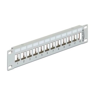10" Keystone Patchpanel 12 Port Metall grau