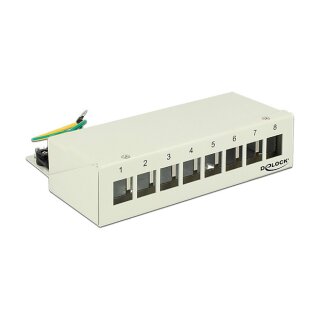 Delock Keystone Desktop Patchpanel 8 Port grau