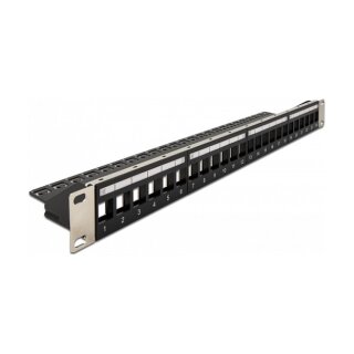 Delock 19? Keystone Patchpanel 24 Port mit Entlastungsschiene schwarz