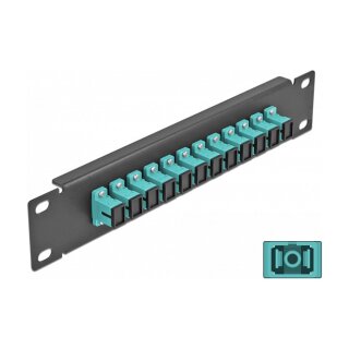 10" LWL Patchpanel 12 Port SC Simplex aqua 1 HE schwarz