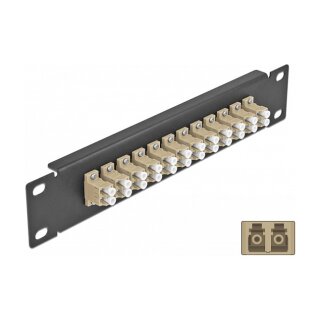 10" LWL Patchpanel 12 Port LC Duplex beige 1 HE schwarz
