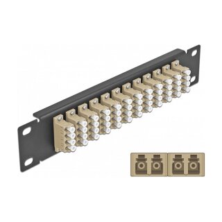 10" LWL Patchpanel 12 Port LC Quad beige 1 HE schwarz