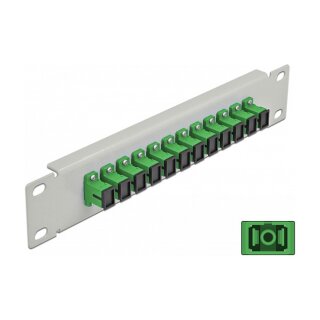10" LWL Patchpanel 12 Port SC Simplex grün 1 HE grau