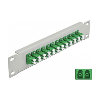 10" LWL Patchpanel 12 Port LC Duplex grün 1 HE grau