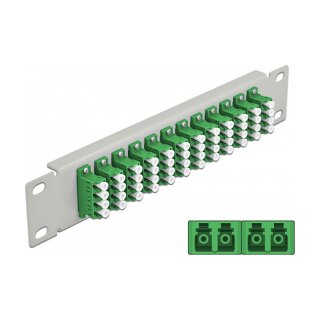 10" LWL Patchpanel 12 Port LC Quad grün 1 HE grau