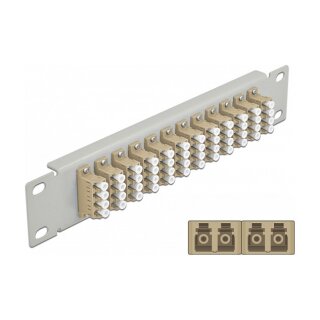 10" LWL Patchpanel 12 Port LC Quad beige 1 HE grau
