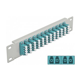 10" LWL Patchpanel 12 Port LC Quad aqua 1 HE grau