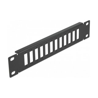 10" LWL Patchpanel 12 Port für SC Duplex / LC Quad 1 HE schwarz