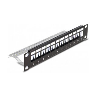 Delock 10? Keystone Patchpanel 12 Port mit Entlastungsschiene 1 HE schwarz
