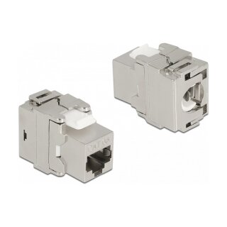 Keystone Modul RJ45 Buchse zu LSA Cat.6A 180° werkzeugfrei Metall