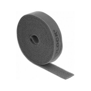 Klettband auf Rolle L 2 m x B 15 mm grau