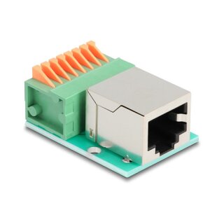 RJ45 Buchse zu Terminalblock mit Drucktaster Cat.5e