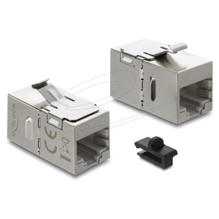 Keystone Modul Kupplung RJ45 Buchse zu RJ45 Buchse Cat.6A mit Metall Latch und Clip, geschirmt