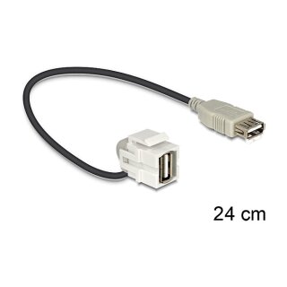 Keystone Modul USB 2.0 A Buchse 110° > USB 2.0 A Buchse mit Kabel weiß