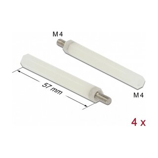 Abstandshalter M4 x M4, Sechskant, Innen / Außen, 57 mm natur 4 Stück