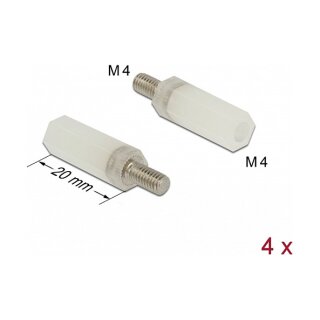 Abstandshalter M4 x M4, Sechskant, Innen / Außen, 20 mm natur 4 Stück
