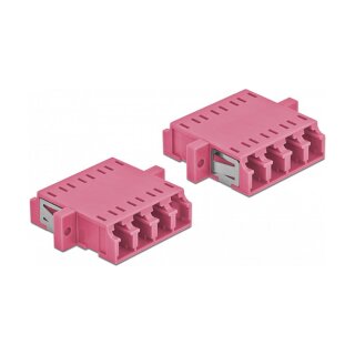 LWL Kupplung LC Quad Buchse zu LC Quad Buchse Multimode 2 Stück violett