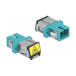 LWL Kupplung mit Laserschutzklappe SC Simplex Buchse zu SC Simplex Buchse Multimode aqua