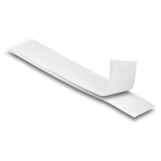 Strapazierfähiges Klettband mit Haft- und Flauschband L 1 m x B 20 mm weiß
