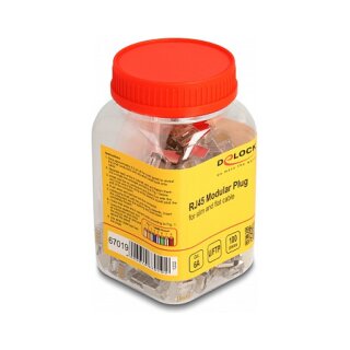RJ45 Modularer Stecker Cat.6A für Slim und Flachbandkabel 100er Set