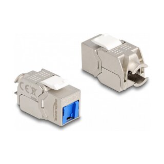 Keystone Modul RJ45 Buchse zu LSA Cat.6A werkzeugfrei mit blauer Staubschutzkappe