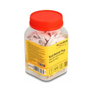 RJ45 Modularer Stecker mit Zugentlastung und Knickschutztülle für Cat.7 Rundkabel 25er Set