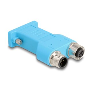 D-Sub 9 Buchse zu M12 Stecker und Buchse A-kodiert 5 Pin CAN Bus Verteiler 180° blau