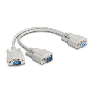 Adapter Y-Kabel D-Sub9 1 x Buchse zu 2 x Stecker mit Schrauben 30 cm