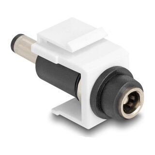 Keystone Modul DC 5,5 x 2,1 mm Buchse zu DC 5,5 x 2,1 mm Stecker weiß