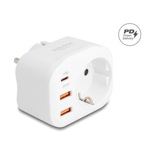 Schutzkontakt-Steckdose mit Kindersicherung und USB PD Ladegerät 20 W