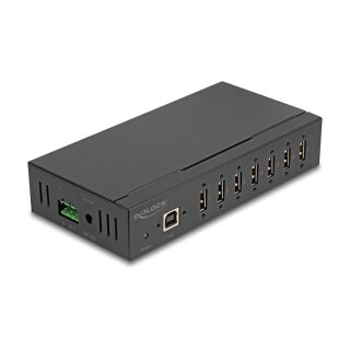 Industrie Hub 7 x USB 2.0 Typ-A mit 15 kV ESD Schutz und Hutschienenbefestigung