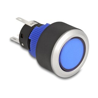 Drucktaster zum Einbau 22 mm 5 x Lötanschluss Taster flach Kunststoff LED blau