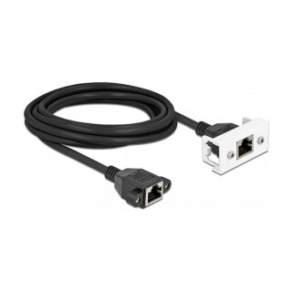 Delock Netzwerk Verlängerungskabel für Easy 45 Modul S/FTP RJ45 Buchse zu RJ45 Buchse Cat.6A 3 m schwarz / weiß