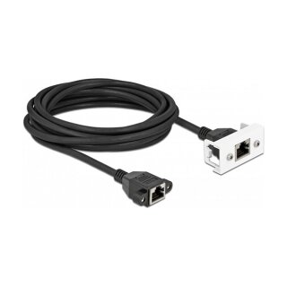 Delock Netzwerk Verlängerungskabel für Easy 45 Modul S/FTP RJ45 Buchse zu RJ45 Buchse Cat.6A 5 m schwarz / weiß