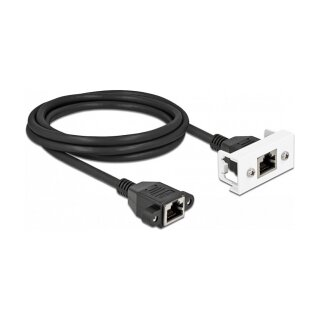 Delock Netzwerk Verlängerungskabel für Easy 45 Modul S/FTP RJ45 Buchse zu RJ45 Buchse Cat.6A 2 m schwarz / weiß