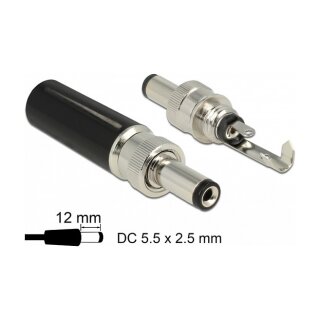 Steckverbinder DC 5,5 x 2,5 mm mit Länge 12,0 mm Hohlstecker Lötversion