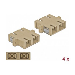 LWL Kupplung SC Duplex Buchse zu SC Duplex Buchse Multimode 4 Stück beige
